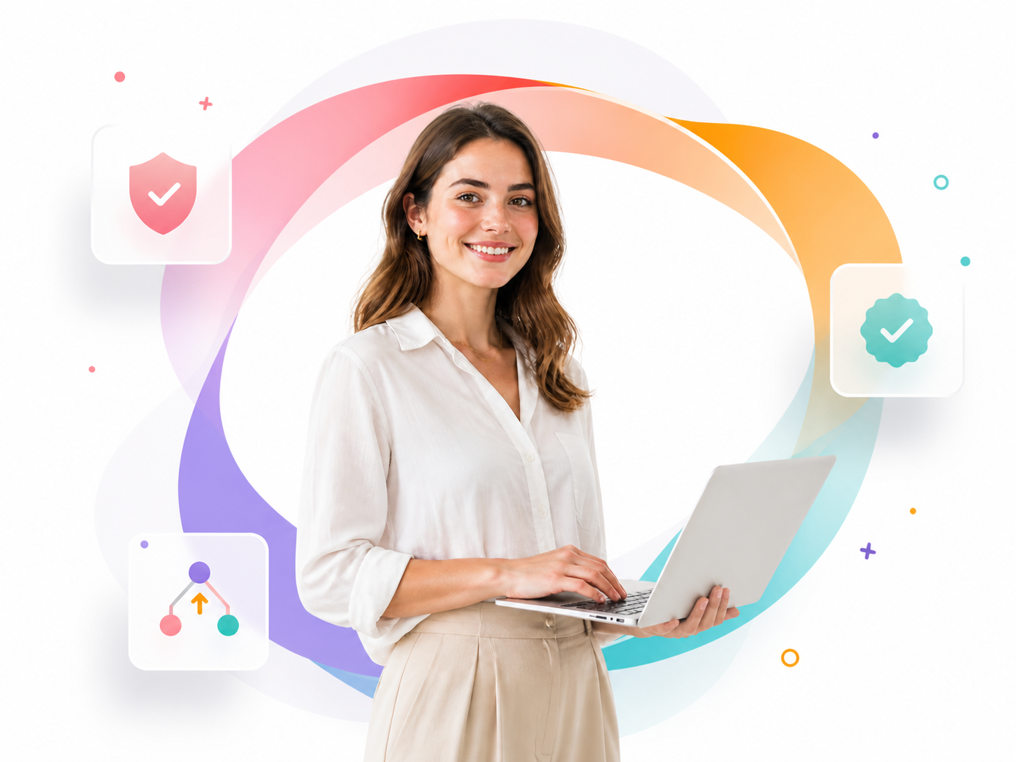 A website owner centered in a colorful Bostmap authorization and sitemap workflow